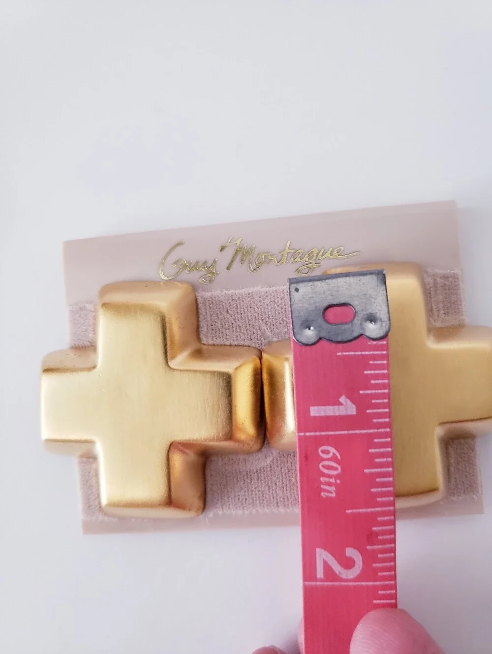 Guy Montague Vintage Brushed Gold Cross Clip On Statement Earrings